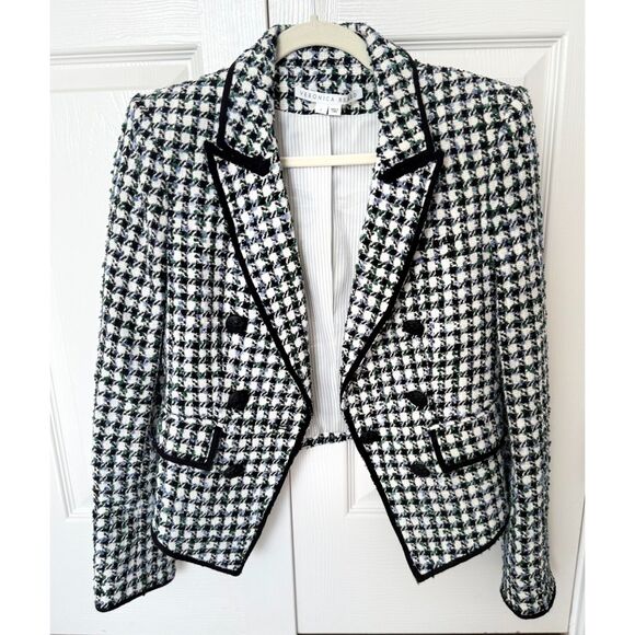 Veronica Beard Diego Metallic Check Cotton Blend Tweed Dickey Jacket - size 4 - Picture 1 of 9
